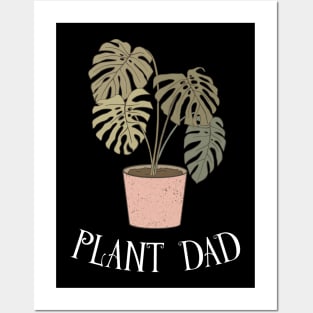 Plant Dad - Boho Monstera Plant (White) Posters and Art